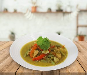 Pollo en salsa verde con verduras